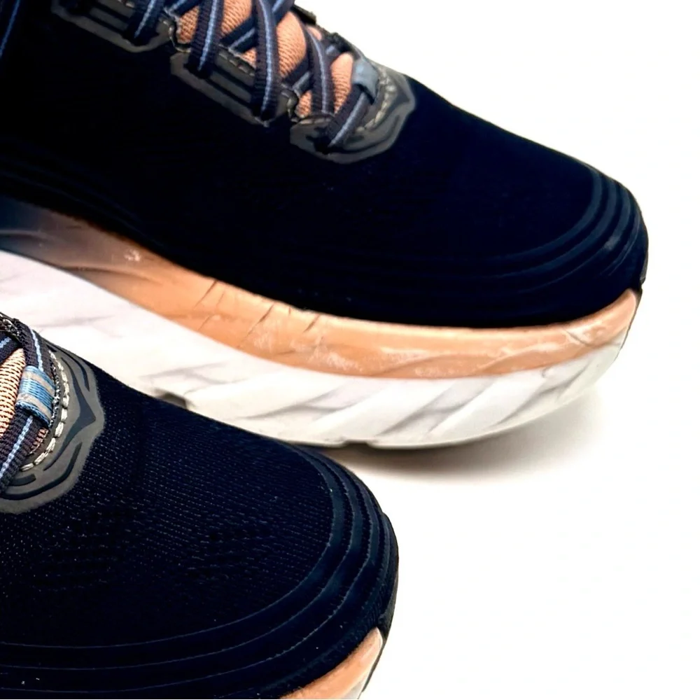 Hoka Women's Navy and Peach Athletic Running Shoes